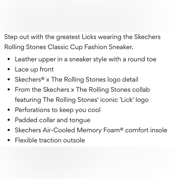 Skechers White Sneakers with Classic Design and Iconic Rolling Stones Logo 10.5 - Picture 6 of 10